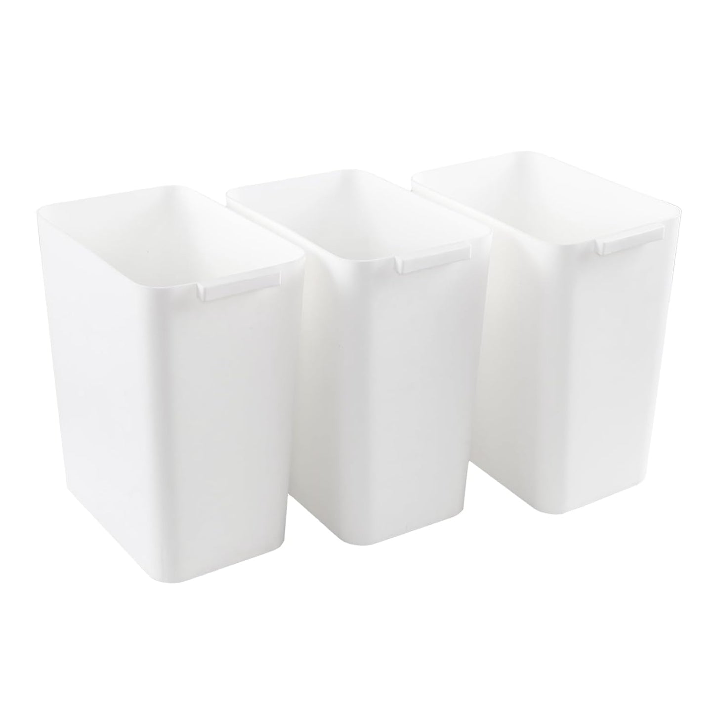 3-Pack 4.5 Gallon Plastic Rectangular Wastebasket, White Slim Trash Can
