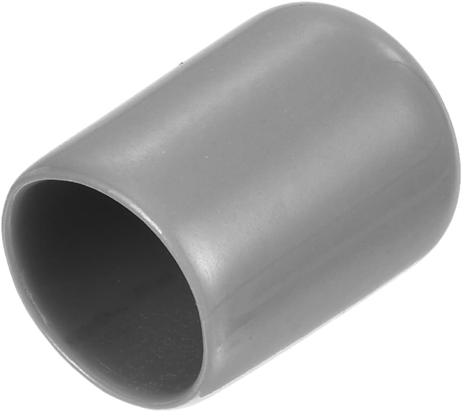 uxcell 20pcs Rubber End Caps Protective Caps 14mm ID Vinyl PVC Round Tube Bolt Cap Cover Screw Thread Protectors, Light Grey