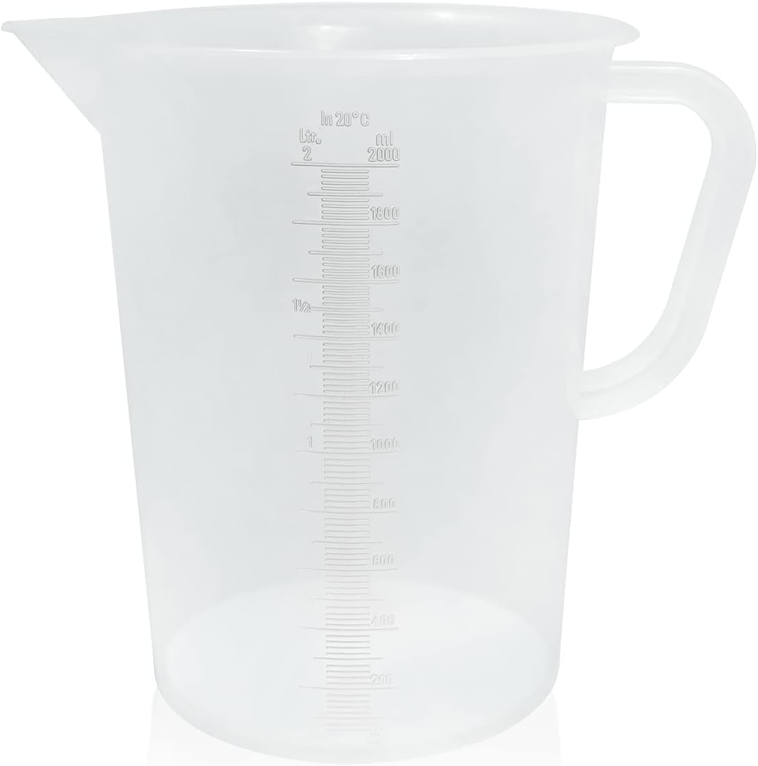 Appletofu Plastic Graduated Measuring and Mixing Pitcher - 2000ml Plastic Graduated Measuring Pitcher - Large Cylinder Graduated Measuring Container with Handle and Pour Spout - 2 Liter