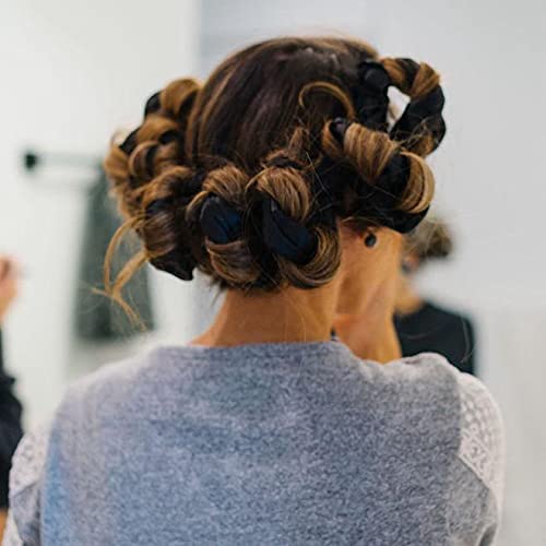 Octocurl Satin Hair Curlers - Heatless Curls Overnight - Headband Curlers for Extra Long Hair (Satin - Black)