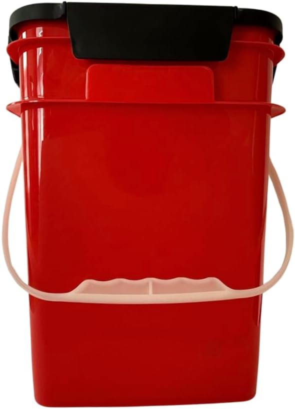 House Naturals 4 Gallon Square Food Grade Bucket Pail with Plastic Handles and Lid (Pack of 3) Made in USA containers (Blue/Red/White)