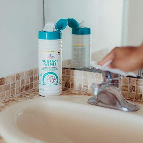 12 Pack Surface Cleaning Wipes with Bleach, All-Purpose Cleaner for Bathroom, Kitchen, Office, 420 Count Canister, 7.5" x 7" Sheet, Fresh Scent, Lint Free & Durable