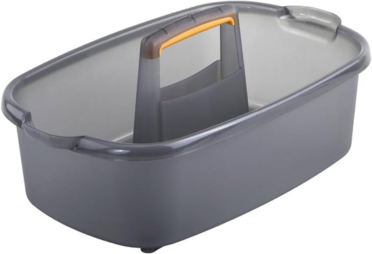 Casabella Plastic Multipurpose Cleaning Storage Caddy with Handle, 1.85 Gallon, Gray and Orange