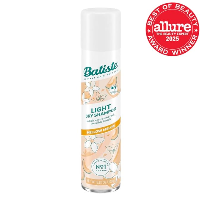 Batiste Light Dry Shampoo, Mellow Melon, Invisible Finish, Refresh Hair & Absorb Oil Between Washes, 3.81 Oz.