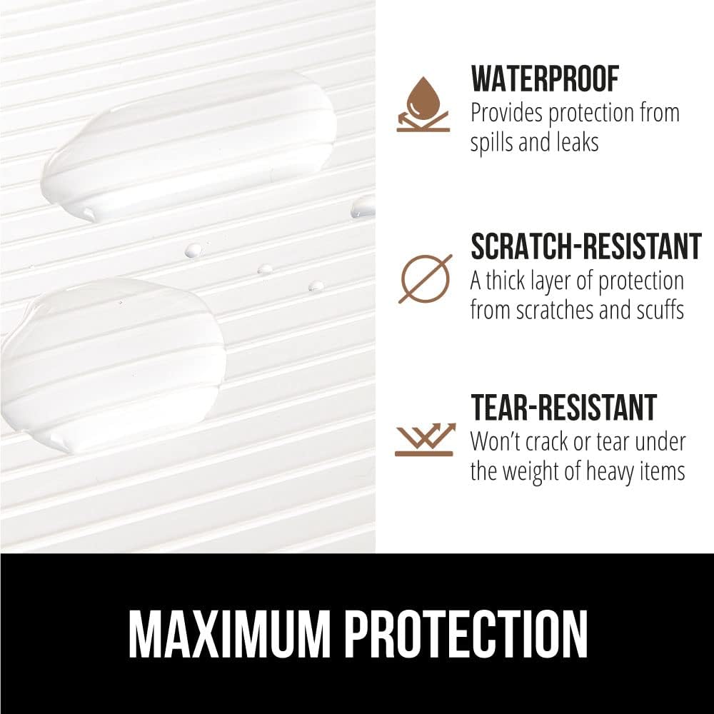 GORILLA GRIP DuraGuard Shelf Liner, Non-Adhesive Cabinet Liners for Kitchen Drawers, Shelves, Refrigerator, Pantry Storage, Bathroom Closet, Durable Waterproof BPA Free Ribbed Plastic, 20x10 Clear