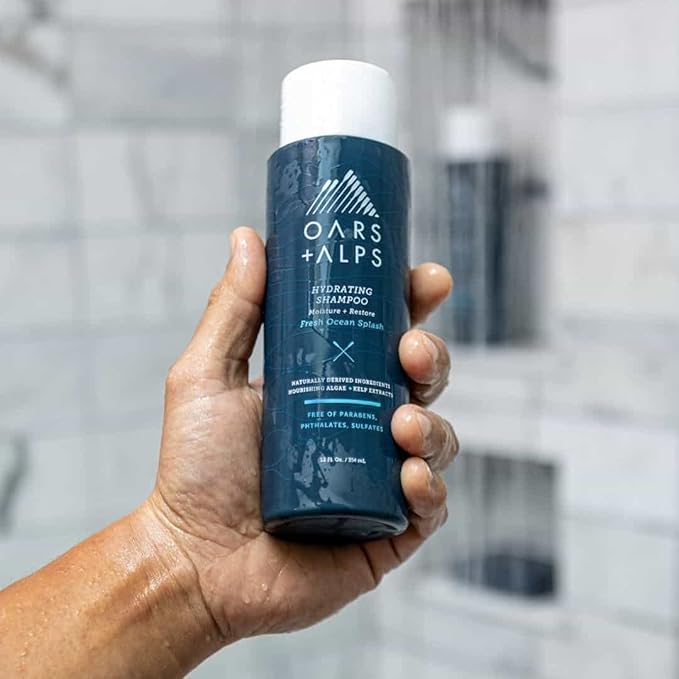 Oars + Alps Men's Sulfate Free Hydrating Hair Shampoo, Shampoo for Men & Women Infused with Kelp & Algae Extracts, Moisturizing Formula, Paraben & Sulfate Free, Fresh Ocean Splash Scent, 1pk, 13.5oz