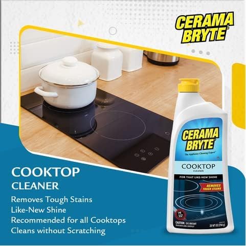 Cerama Bryte Removes Tough Stains Cooktop and Stove Top Cleaner for Glass - Ceramic Surfaces, 18 Ounces, 4 Pack