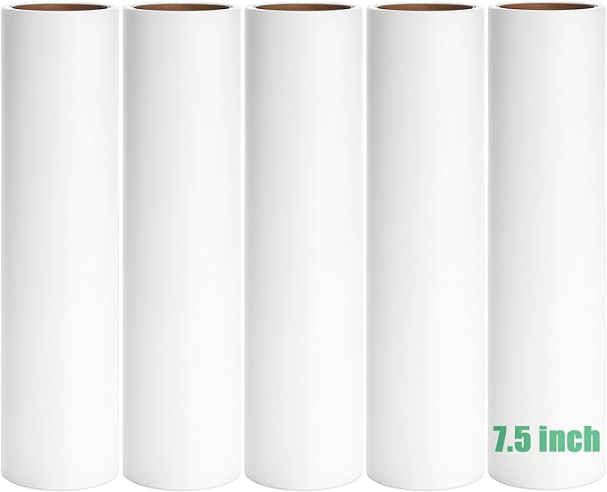 7.5 inch Lint Roller Refills Only, Pet Hair Remover Refills for Clothes Carpet Floor Couch, Extra Sticky Lint Brush Roller Refills, Pack of 5 Rolls, Total 300 Sheets (7.5'' Wide)