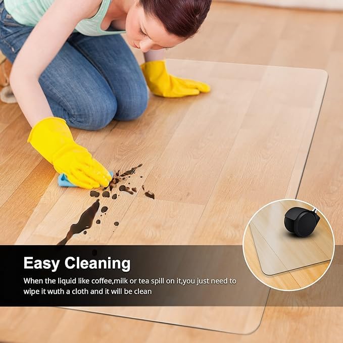 Kuyal Office Chair Mat for Hardwood Floor, 46'' x72'' Rectangle Transparent Desk Thick Durable Chair Mat for Rolling Chairs, Easy Glide, Floor-Protector