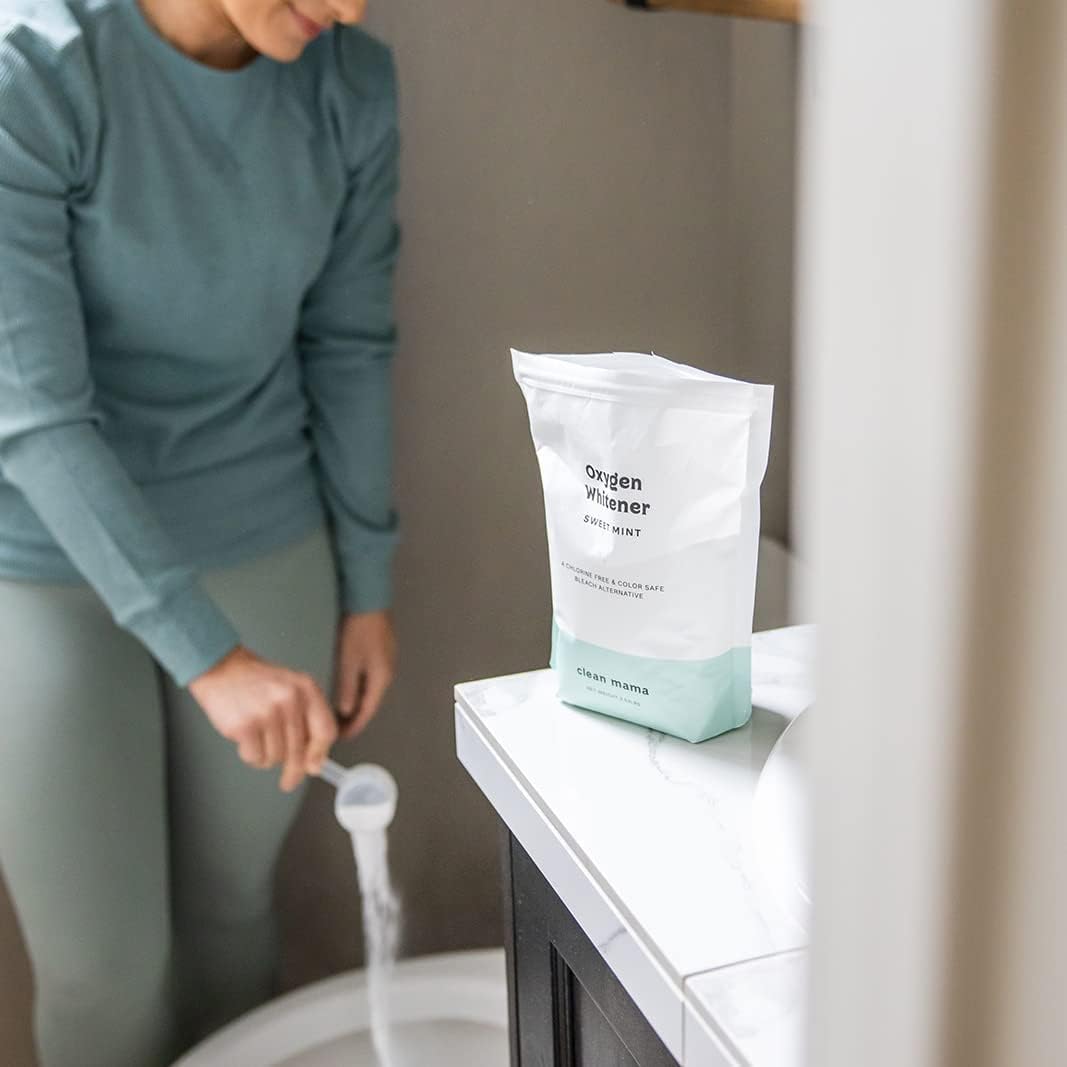 Clean Mama Natural Oxygen Whitener and Stain Remover - Color-Safe Natural Bleach Alternative - Plant-Derived Oxygen Powder, Whitens & Brightens Whites and Colors - Lemon, 2.53 lbs, 2 Pack