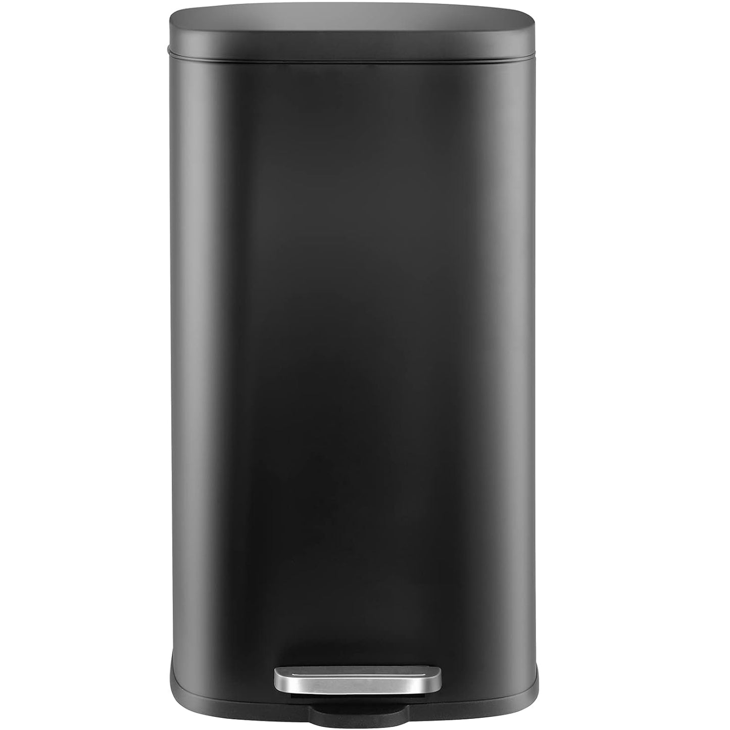 AthLike Trash Can, Stainless Steel Kitchen Garbage Can, Step Waste Bin with Hinged Lid and Removable Inner Bucket, Soft-Close, Dustbin for Bathroom Bedroom Living Room Home (Black, 13.2 Gal)