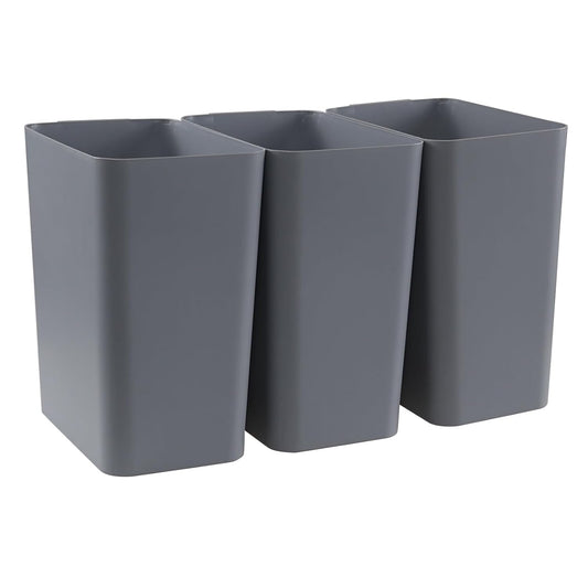 Xyskin Grey Plastic Trash Can, Garbage Container Bin, Trash Wastebasket, 4.5 Gallon, 3 Pack