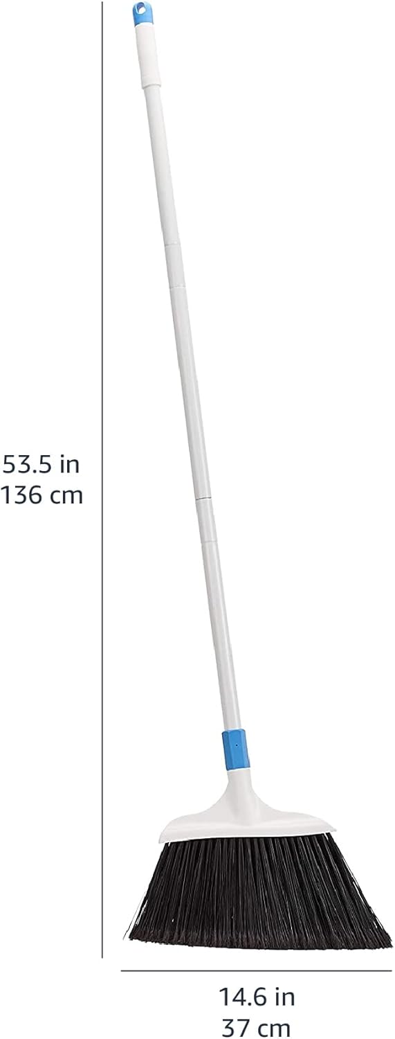 Amazon Basics Heavy-Duty Broom, Blue and White