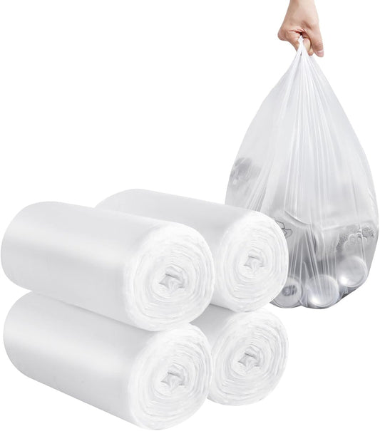 2-4 Gallon Portable Trash Bags,120 Counts Thicken portable Small Garbage Bags for Office, Kitchen,Bedroom Trash Can,Strong Trash Bags（White）