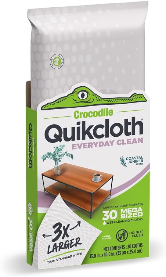 Quikcloth® Everyday Clean – Plant-Based, Gentle, Plastic-Free Cleaning Wipes for Home & Kitchen - Safe on Hands and Surfaces