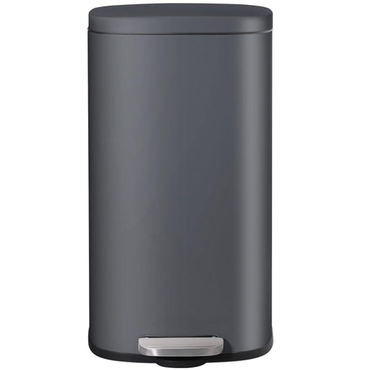 AthLike Trash Can, Stainless Steel Kitchen Garbage Can, Step Waste Bin with Hinged Lid and Removable Inner Bucket, Soft-Close, Dustbin for Bathroom Bedroom Living Room Home (Grey, 8 Gal)
