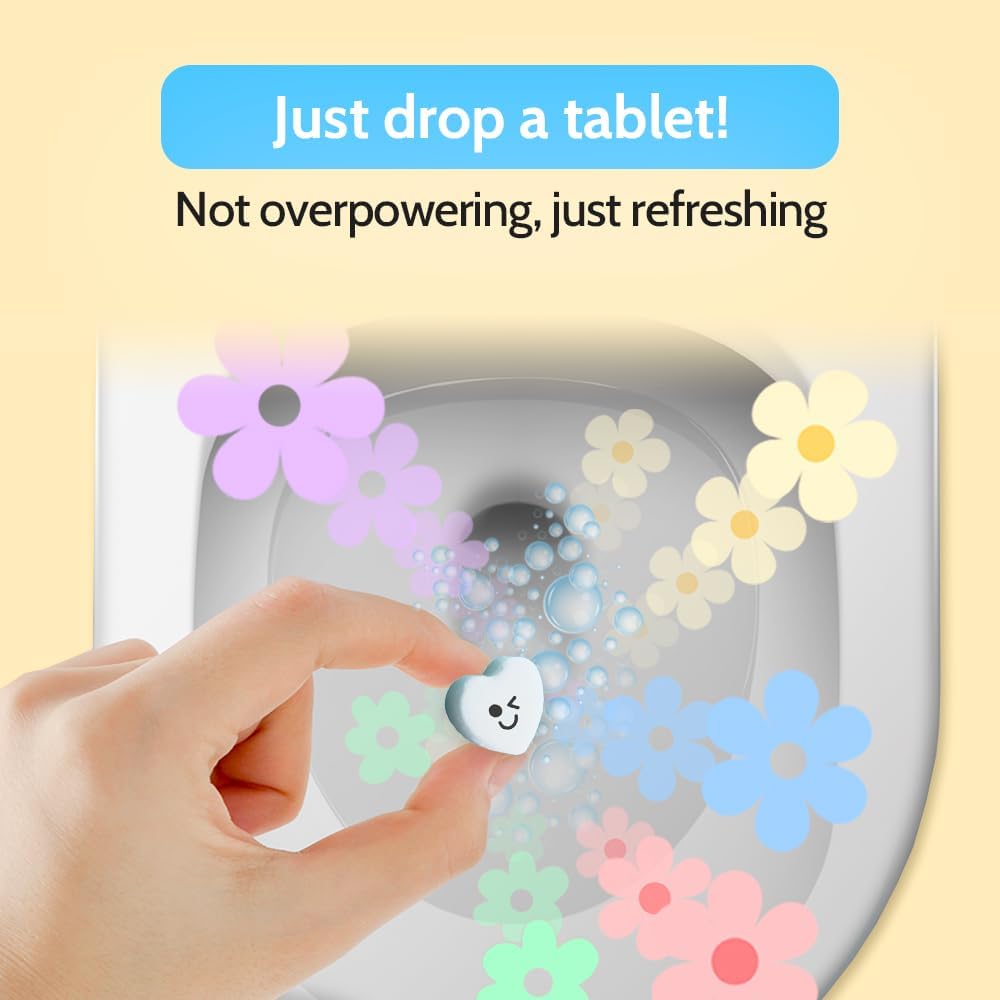 Effervescent Bathroom Air Freshener - Fresh Minty Lemon - Toilet Deodorizer, Bathroom Odor Eliminator, Toilet Freshener, Flushable Air Freshener Toilet Tablets, 1 Pack (30 Tablets)