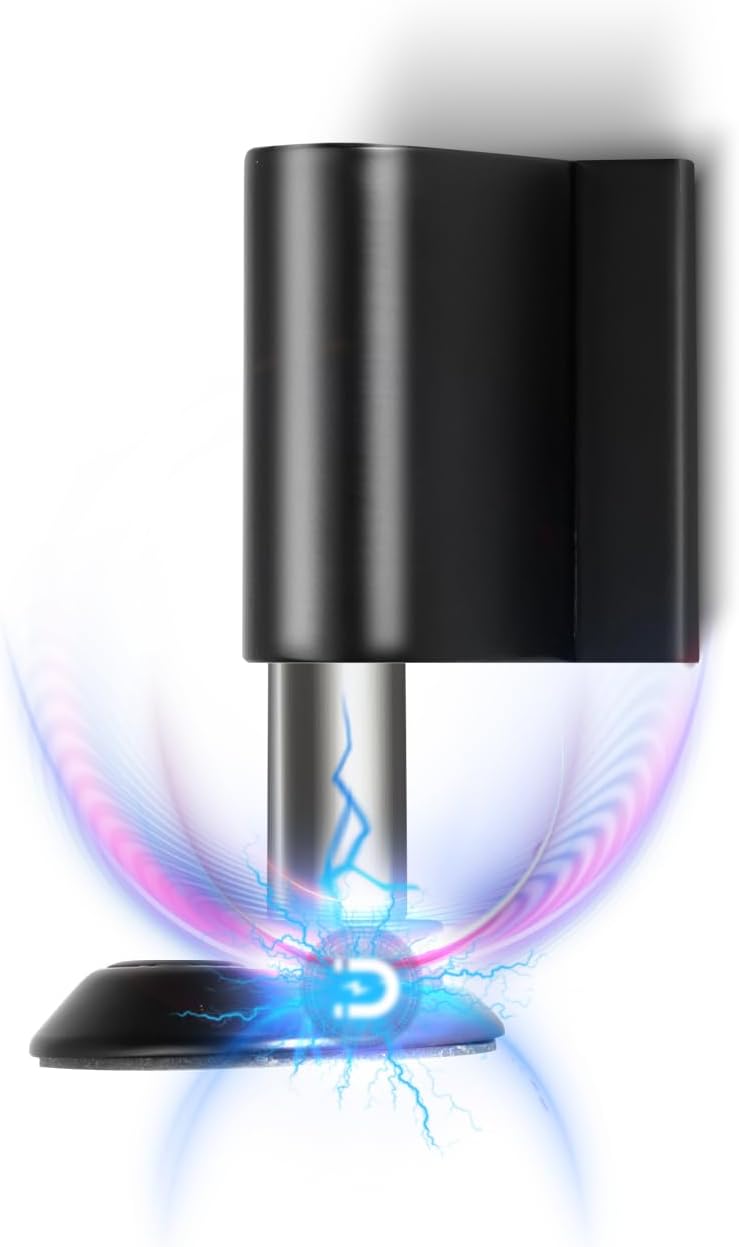 2 Pack Magnetic Door Stoppers Retractable Bottom of Door Holder No Drilling Mount Heavy Duty Floor Door Stop with Screws and Adhesive Catch Door Keep Door Open Matte Black MB-2