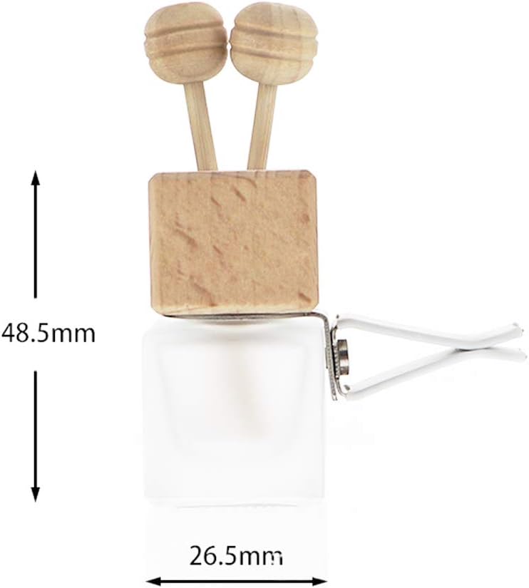 10 Pack,8ml Matte Glass Car Air Freshener Perfume Clip Diffuser,Empty Essential Oil Perfume Vials Diffuser Vent Outlet,Thick Glass Ornament With Wooden Caps,FREE Funnel,Dropper