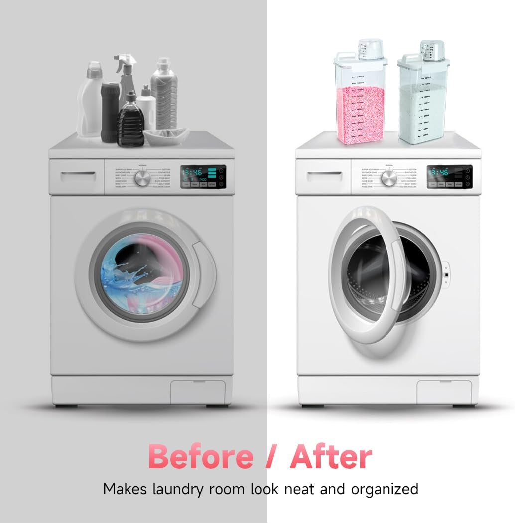 2 Packs Laundry Detergent Dispenser, Tokokimo Laundry Power Container,Laundry Scent Booster Beads Dispenser for Washing Powder, Soda Powder, Grain