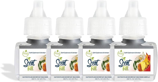 Scent Fill Soft Cashmere & Amber Plug in Air Freshener, 4 Scented Oil Refills