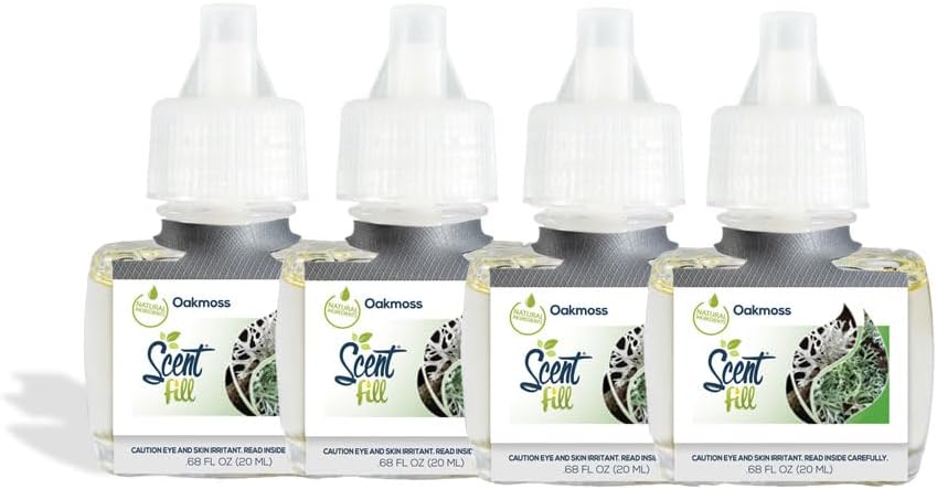 Scent Fill Oakmoss Plug in Air Freshener, 4 Scented Oil Refills