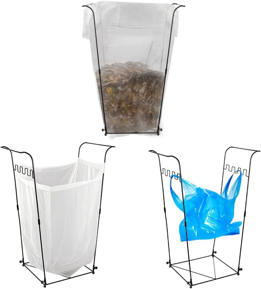 2 Pack Trash Bag Holder, 30-45 Gallon Garbage Bag Holder, Metal Portable Leaf Bag Holder, Multi-use Trash Bag Holder Stand for Indoor, Outdoor, Camping, Parties