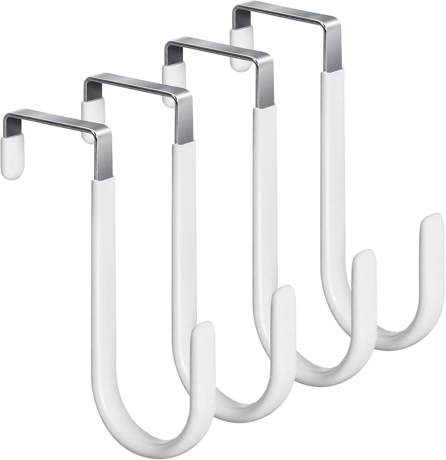 HOOSUN 4 Pack Over The Door Hooks,4.96In Hooks for Hanging Heavy Duty Door Hanger,Towel Hanger Hook Holders,Over Door Hangers Hooks Door Hanger Hooks for Hanging Clothes,Towels,Hats,Coats,Bags (White)
