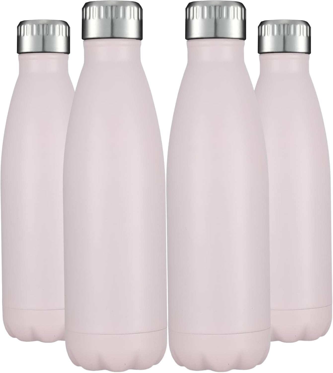 HASLE OUTFITTERS 17oz Stainless Steel Water Bottles Bulk, Vacuum Insulated Water Bottles Double Walled Powder Coated Reusable Metal Sports Water Bottles Keep Drinks Hot and Cold,Pink,4Packs