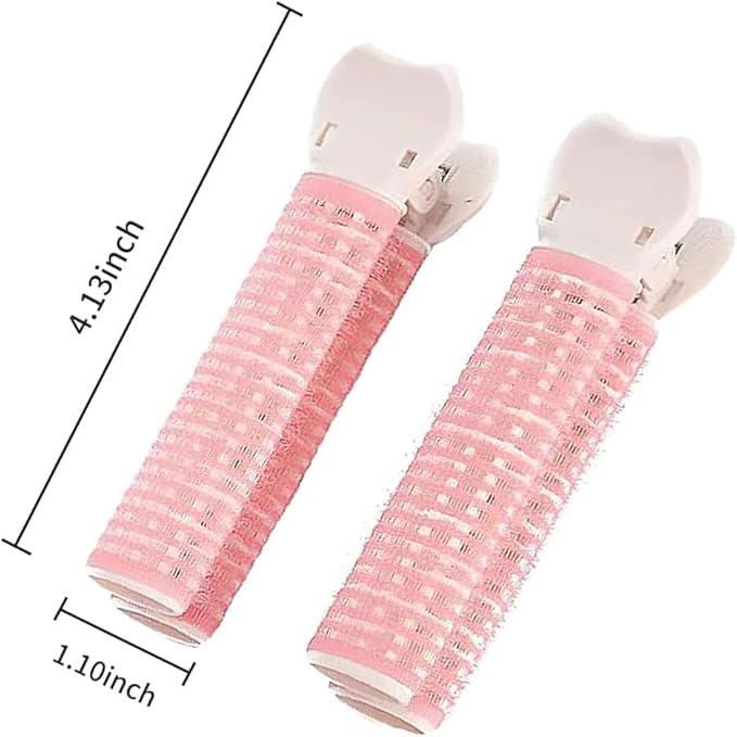 4Pcs Pink Hair Rollers with Clip, Volumizing Hair Root Clips Bangs Curler DIY Hair Styling Accessories Tool, Hair Rollers