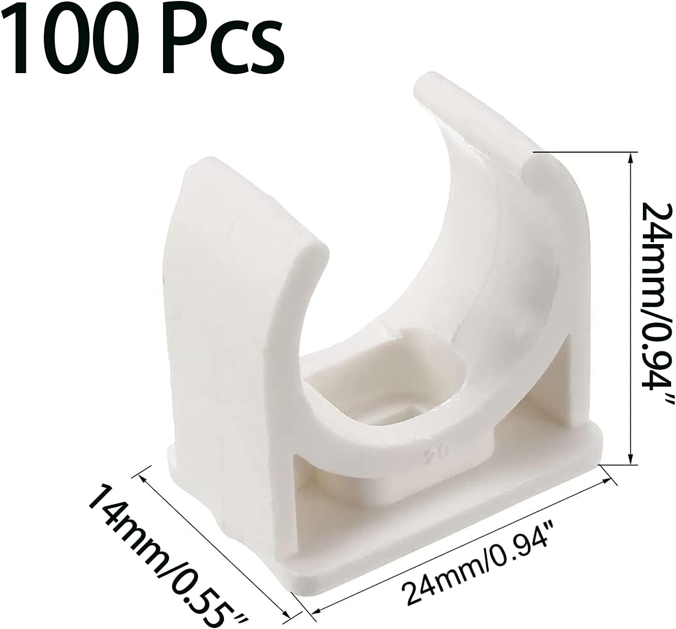 100 Pcs U-Shaped PVC Water 20mm Pipe Clamps Clips, U-Shaped Buckles Fit for 3/4" (20mm) Water Pipes and TV Trays Tubing Hose Hanger Support Pex Tubing （White 20mm）