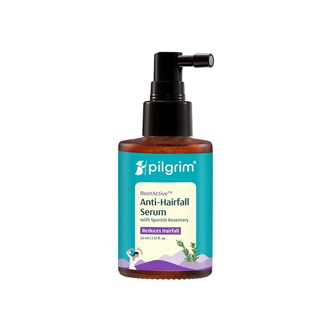 Rosemary Hair Serum for Hair Fall – Pilgrim RootActive Anti-Hairfall Serum with Caffeine, Biotin, Capilia Longa & Saw Palmetto | Reduces Hair Loss | For Men & Women | 1.01 Fl Oz (30ml)