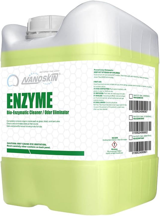Nanoskin ENZYME Multi-Purpose Cleaner & Odor Eliminator 5 Gallon - Removes Complex Organic Stains, Dirt, Grease, and Grime from Multi Surfaces | For Automotive, Floor, Kitchen, Bathroom, Plumbing