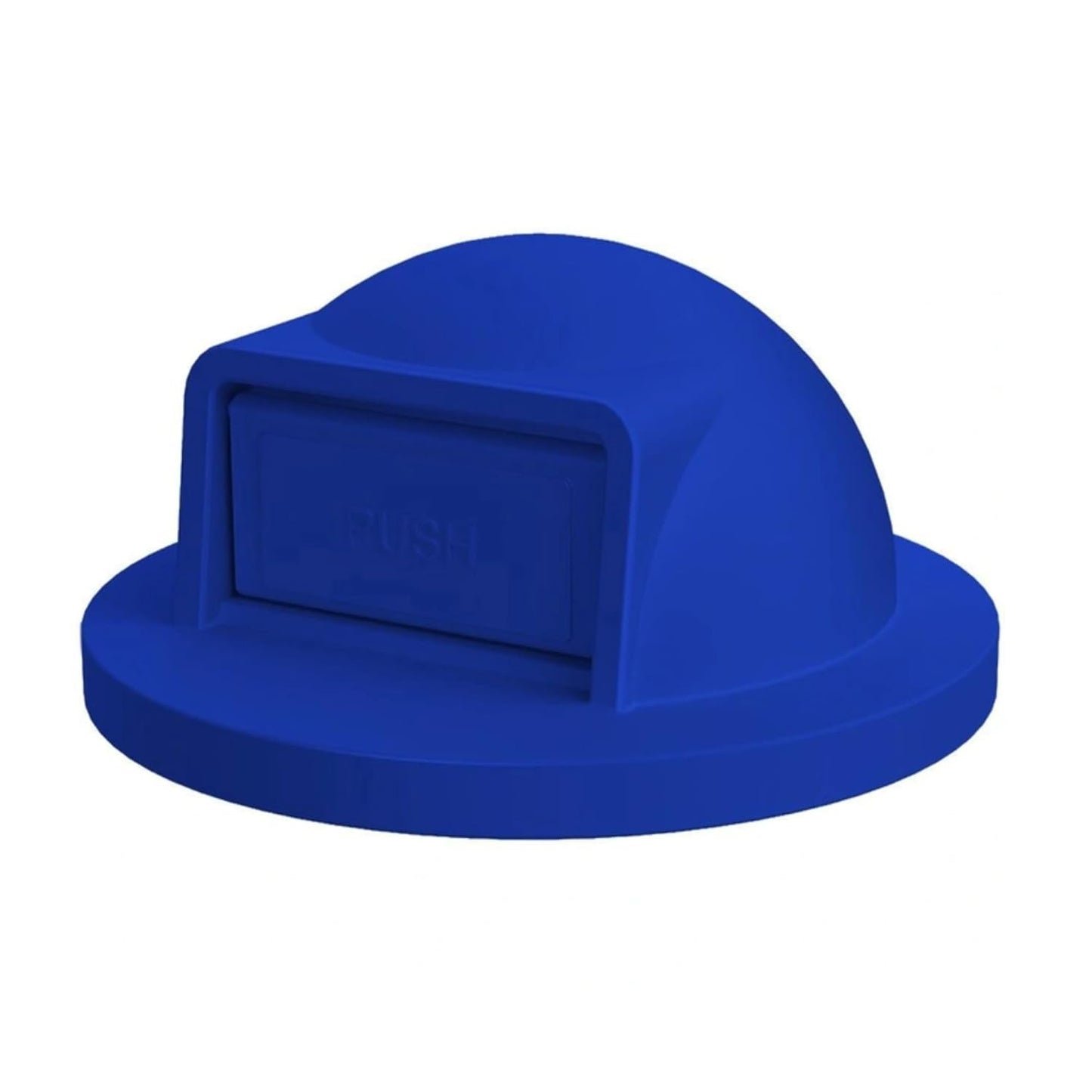 42 Gallon Slatted Circle 100% Recycled Plastic Commercial Outdoor and Indoor Trash Can with Push Open Dome Lid and Internal Liner | Great for Schools and Businesses - Blue