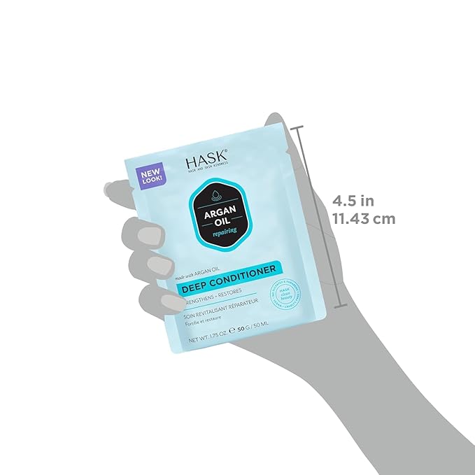 HASK Biotin Boost Thickening Dry Shampoo Duo (4.3oz-Qty 2) & Argan Oil Repairing Deep Conditioner Packette, Aluminum-Free, Sulfate-Free, Paraben-Free, Color Safe, for All Hair Types