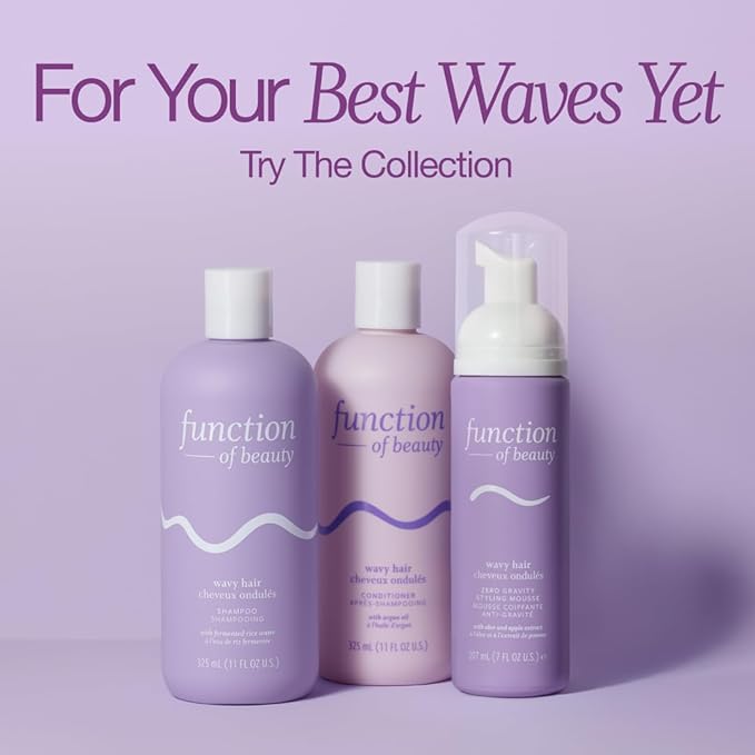 Function of Beauty Wavy Hair Shampoo & Conditioner Set, 22 oz Each - With Fermented Rice Water to Strengthen & Argan Oil to Enhance Glossiness & Natural Shine, Sulfate-Free, Customizable Haircare
