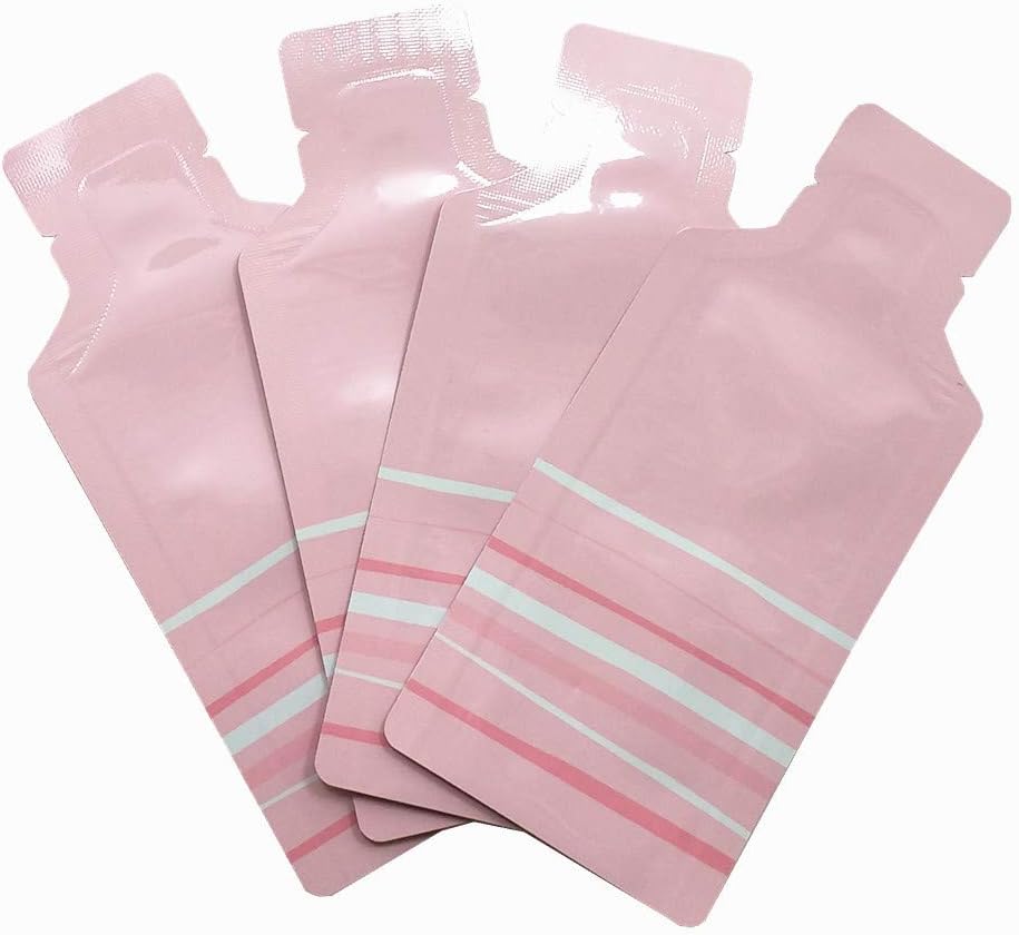 100 Pack 1.97x4.3 inch Heat Seal Sample Mylar Packets for Portable Travel Toiletries Empty Disposable Liquid Shampoo Pouch Single Serving Coffee Powder Condiments Food Storage (Pink)