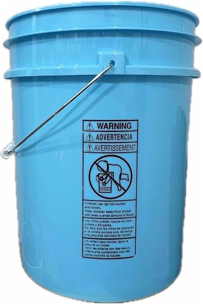 House Naturals 5 Gallon Premium HPDE Plastic Bucket - Made in USA Food Grade Storage Container, BPA Free All Purpose Pail (2, Aqua)