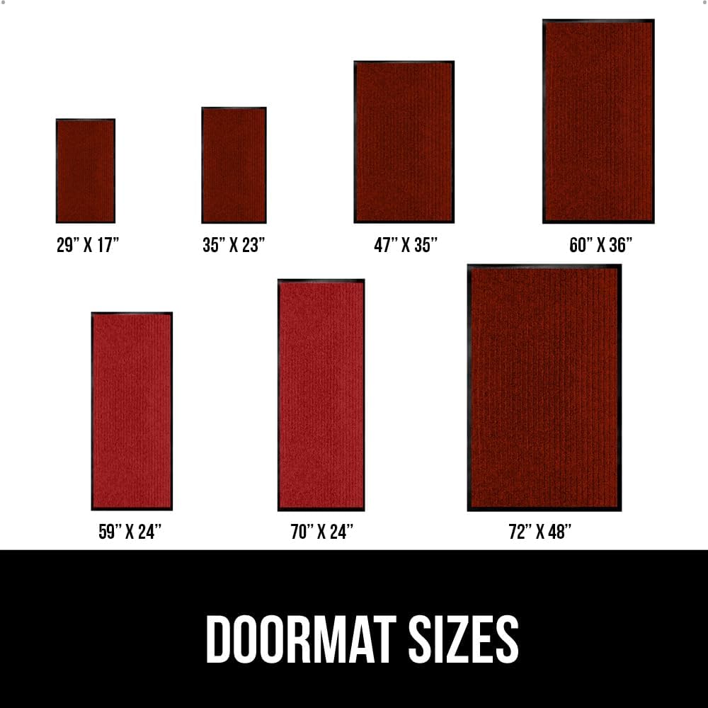 GORILLA GRIP Traffic Guard Door Mat, 60x36, Heavy Duty Welcome Mats, Commercial Office Space Doormat, Waterproof, Fade Resistant, Strong Rubber Backing, Low Profile, Shoe and Boot Scraper, Red