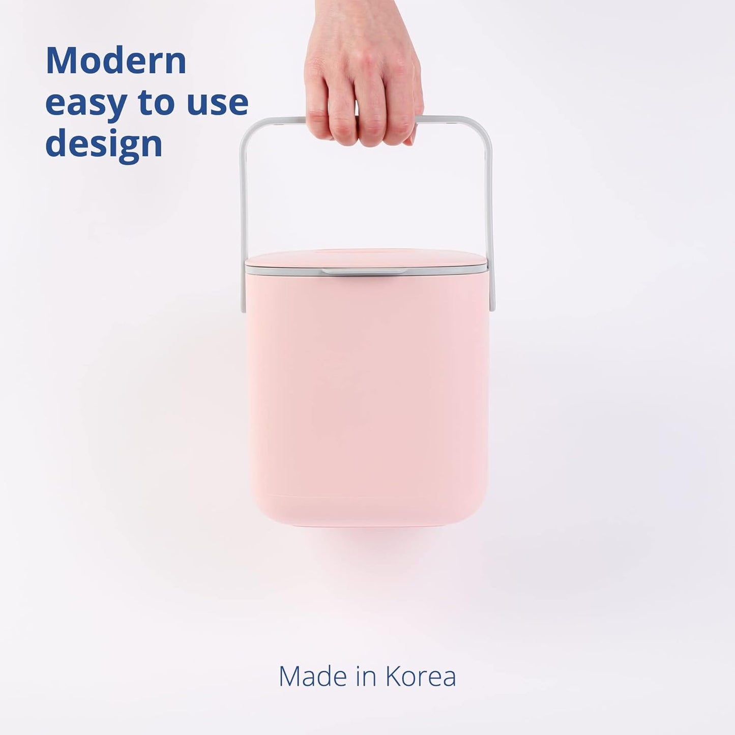 BLUE GINKGO Kitchen Compost Bin [2.6L / 0.69 GAL] – Filter-Free, Odor-Tight Countertop Food Waste Pail with Handles (Made in Korea, Pink)