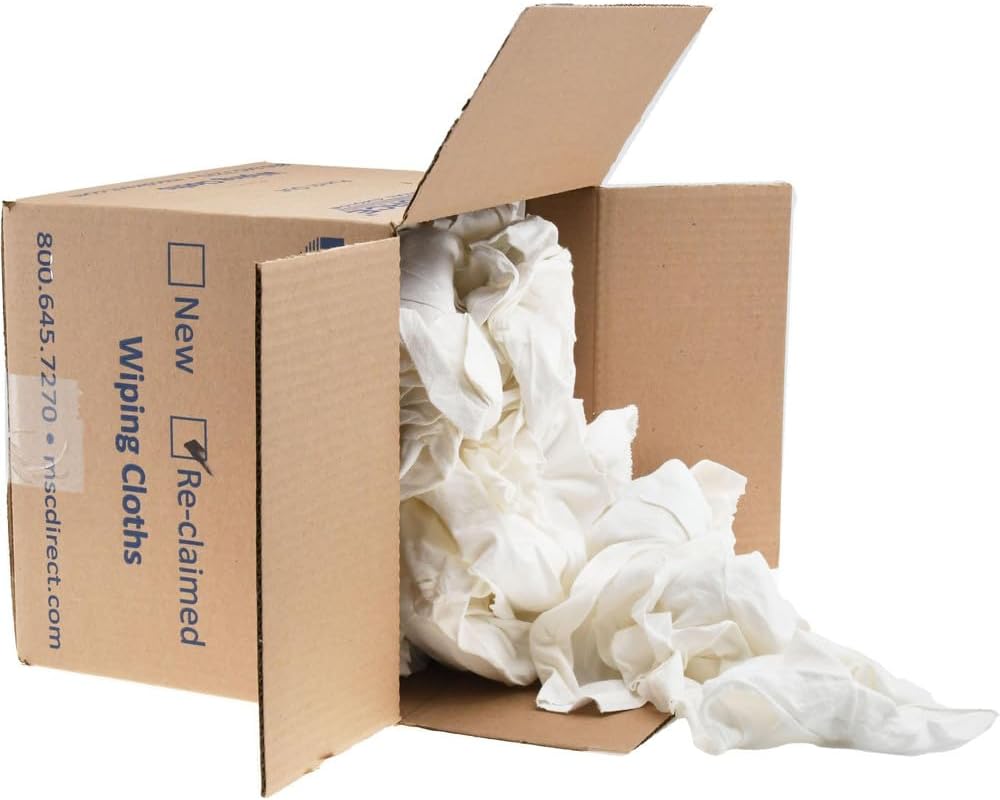 PRO SOURCE Reclaimed White Cotton T-Shirt Cloth Shop Rags, Sold by Weight (10 lb)