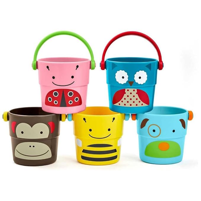 Skip Hop Zoo Stack and Pour Buckets, Rinse Cups, Multi