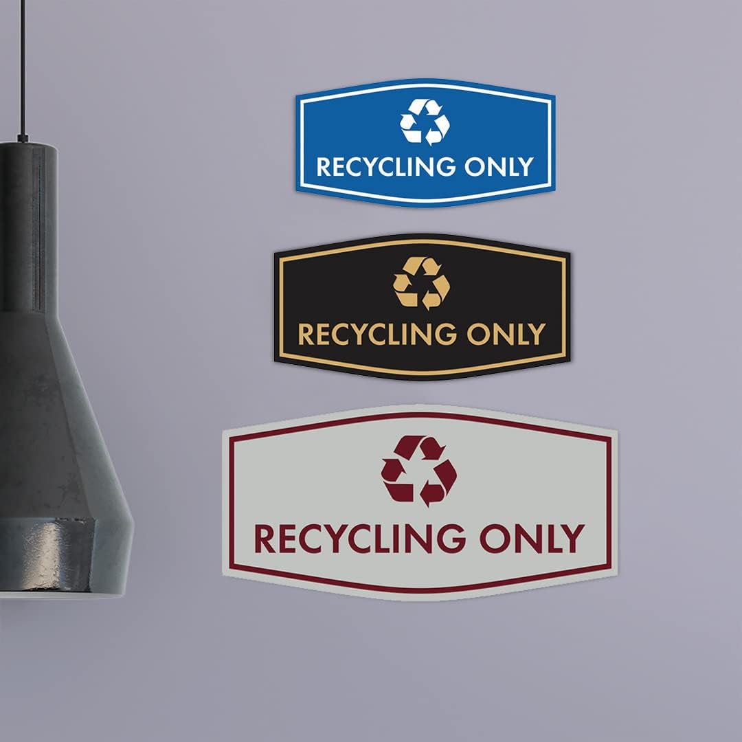 Fancy Recycling Only Sign (Navy Blue/White) - Small