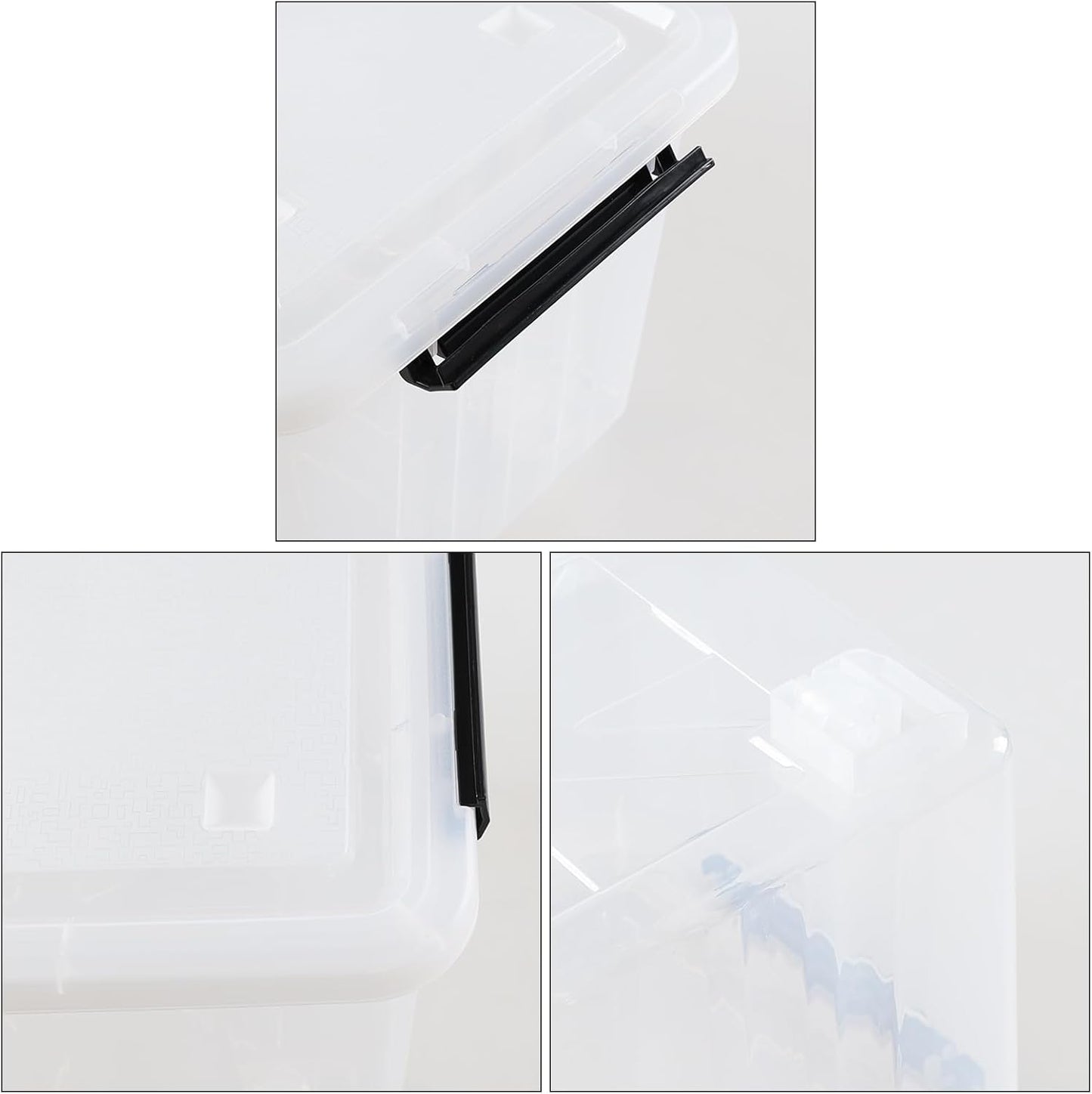 30 Quart Plastic Clear Storage Bin with Wheels, Plastic Latching Bins with Lids, 4 Packs