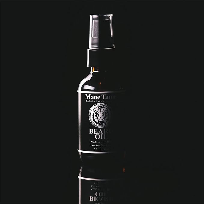 MANE TAME Beard Oil - Made with Certified Organic Hemp Oil - No Fuss Pump 2 oz. Bottle - Softens Your Beard and Stops Itching - Great Beard Oil and Conditioner For Men