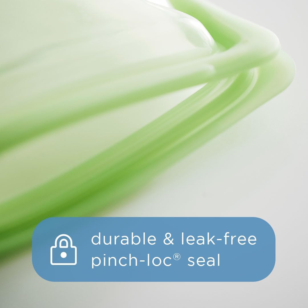 Stasher Premium Silicone Reusable Food Storage Stand-Up Mini Bag, Green, Microwave, Sous Vide, Dishwasher, Oven and Freezer Safe, BPA Free, Leak-free, Eco-friendly, 28 Oz