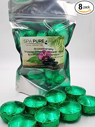 8 Lavender Mint Aromatherapy Shower Bombs 1.6 oz Each with 100% Natural/Organic Essential Oils - Transform Your Shower - Transform Your Mood (Lavender Mint) (Spearmint)