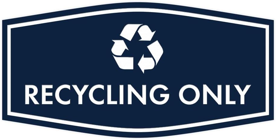 Fancy Recycling Only Sign (Navy Blue/White) - Medium