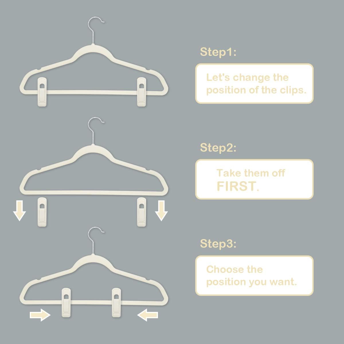 Velvet Hanger Clips - 40 PCS Beige Non-Slip Velvet Clips for Pants, Suits & Skirts