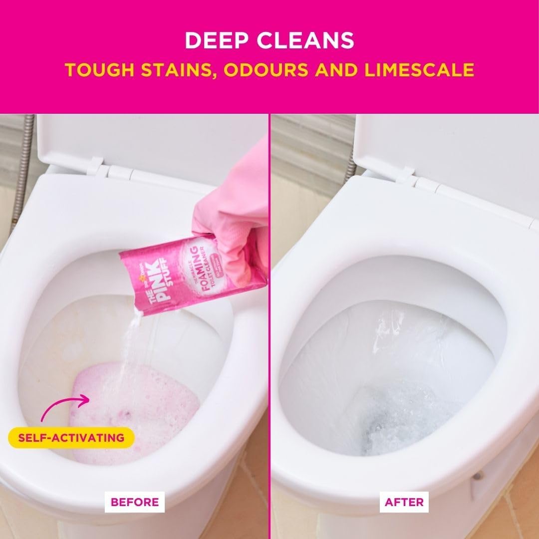 Stardrops The Pink Stuff Miracle Power Foaming Toilet Cleaner – Self-Activating Formula for Deep Cleaning, Stain Removal, and a Fresh Shine – Bathroom Essential